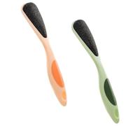 SOESFOUFU Double-Sided Foot File Callus Remover Long Handle, 2 Pcs Portable TPR Foot Scraper for Dead Skin and Hard Heel, Suitable for Family and Travel Use Random Color