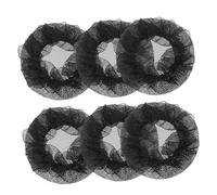 SOESFOUFU Elastic Black Hair Nets for Women 6pcs, Elastic Mesh Bun Hairnets with Decorative Edges for Ballet, Ice Skating and Gymnastics Performers