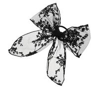 SOESFOUFU Elegant Black Lace Hair Bows for School Events and Beach Days Versatile Bow Ribbon Hair Ties with Charming Embroidery Design for Girls and Women