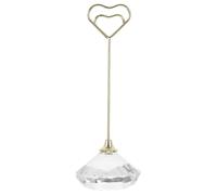 SOESFOUFU Elegant Golden Heart-Shaped Crystal and Iron Note Card Holder with Refined Appearance for Holding Memos and Place Cards in Commercial Spaces and Decor
