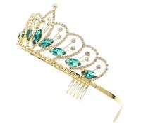 SOESFOUFU Elegant Green Rhinestone Crown Headband with Delicate Design, Easy to Carry Chic and Colorfast Princess Crown Hair Accessory for Wedding Flower and Brides for Banquets