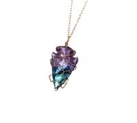 SOESFOUFU Elegant Irregular Shape Purple Crystal Necklace Pendant Comfort Fit and Attractive Design for Party or Event, Long Colorful Wire Wrapped Neck Jewelry for Women