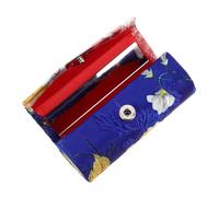 SOESFOUFU Embroidered Silk Lipstick Case with Mirror Floral Lipstick Organizer Portable Mini Makeup Bag Travel Cosmetic Pouch for Women Blue