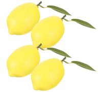 SOESFOUFU Fake Lemons 4Pcs Artificial Fruit Model Decor with Leaves for Window Display and Party Photo Props