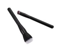 SOESFOUFU Fashionable Blush Brush Set 2pcs Black Stippling Flat Head Blush Brushes with Painted Wooden Handles Man-made Fiber Makeup Tools for Women’s Face Highlighting and Application
