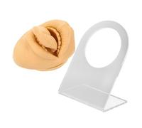 SOESFOUFU Flexible Silicone Face Model for Piercing Practice with Realistic Tongue and Mouth Simulation Soft Skin Touch Fake Face Display with Stand for Teaching and Jewelry Training