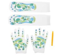 SOESFOUFU Foot Massage Socks and Gloves Set with Reflexology Acupressure Chart, Polyester Material for Exceptional Comfort and Promoting Overall Body Health, Foot Relaxation Tool at Home