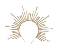 SOESFOUFU Gold Sunburst Spike Crown Headband for Women Goddess Hair Accessory for Halloween Retro Parties and Costumes Elegant Design Easy to Wear for All Occasions