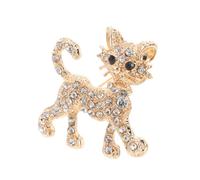 SOESFOUFU Golden Alloy Cat Pin Brooch with Rhinestone Detailing for Backpacks and Sweaters, Versatile Styling and Wear-resistant Fashionable Cartoon Lapel Accessory