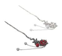 SOESFOUFU Hair Sticks Chinese Style Rhinestone and Metal Material 2pcs with Frosted Motif Lightweight and Sturdy Design, Elegant Hair Accessories for Daily Wear and Traditional Outfits