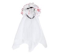 SOESFOUFU Halloween Rose Floral Crown Headband with Long Veil Day Dead Festival Headpiece for Women Bloodstain Detail Party Headdress for Costume Dress-up
