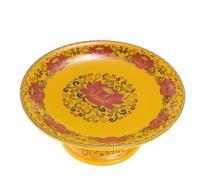 SOESFOUFU High Base Ceramic Fruit Plate for Buddha Worship Yellow Retro Storage Tray Tribute Dish for Water Rice Oil Fruits Flowers Household Serving Bowl