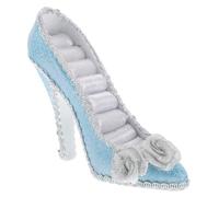 SOESFOUFU High Heel Jewelry Organizer Stand with Resin Earring and Necklace Display Rack, Blue Glitter Shoe Figurine Jewelry Holder for Ring and Bracelet Storage, European Style Home Decor