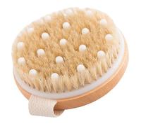 SOESFOUFU Khaki Wood Bath Brush for Body Exfoliating and Massage with Bristle Material, Simple Look Design Suitable for Daily Life and Taking A Shower for Men and Women