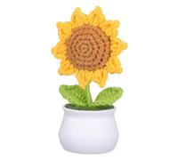 SOESFOUFU Knitted Sunflower Potted Plant Artificial Handmade Crochet Flowers for Desk Home Decoration Mothers Day