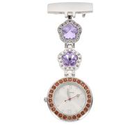 SOESFOUFU Lavender Alloy Hanging Nurse Fob Watch with Clip-on Design and Decorative Effect, Creative and Unique Pocket Watch for Doctors and Nurses in Hospital Settings