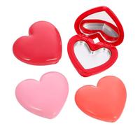 SOESFOUFU Lipstick Tray Assorted Colour Refillable Heart Shaped 4pcs with Mirror Compact and Leak-proof Plastic Lip Balm Holder Cosmetics Organiser for Travel and Display