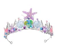 SOESFOUFU Mermaid Crown Hairband for Women and, Birthday Mermaid Tiara with Gemstone Shell Design, Ocean Style Party Hair Accessory for Teens and Costume Events