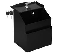 SOESFOUFU Metal Suggestion Box with Lock and Slot Black Ballot Box for Secure Voting and Donation with Sl esign for School and Fundraising Use
