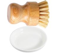 SOESFOUFU Multi-function Kitchen Cleaning Brush Set 2pcs Bamboo and Ceramic Dish Scrub Brushes Safe for Non-stick Cookware for Pot and Wok Washing