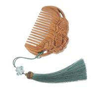 SOESFOUFU Natural Wooden Detangle Comb Carved Lotus Hair Brush for Women Smoothing Tool