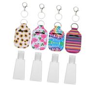 SOESFOUFU Neoprene Key Chain Empty Lotion Bottle Covers 30ml Trapezoidal Bottles with Lobster Clasps Portable Hand Washing Liquid Soap Holder Attached to Key Ring Random Color