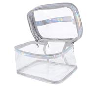 SOESFOUFU Portable Makeup Bag Organizer with Handle Large Clear Toiletries Storage Case for Travel Multi-Functional Makeup Carrier Water-Resistant Finish