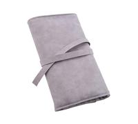 SOESFOUFU Portable Makeup Brush Holder Gray 14-Slot Artificial Suede Pu Makeup Brush Accessory Organizer Folding Case Multi-Functional Travel Cosmetic Bag with Creative and Practical Design