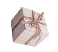SOESFOUFU Present Box Square Yellow Wooden Storage Box with Cotton Lining Designed for Fragile Tea Cup Packaging