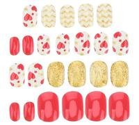 SOESFOUFU Press-on Nails for 24pcs Creative Cartoon Design Glossy Plastic Fake Nail Tips Full Cover Suitable for Birthday and Christmas