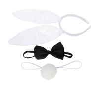 SOESFOUFU Rabbit Ear Headband Costume Prop Set with Bow Tie and Tail, Cloth, Easy to Wear and Take, Costume Party Accessory for Cosplay Halloween