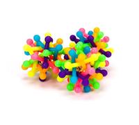 SOESFOUFU Rainbow Rubber Dog Ball 2pcs - Pet Molar Chewing and Teething with Bell Sound, Designed to Decrease Destructive Behavior for Medium Dogs at Home