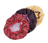 SOESFOUFU Reusable Bathing Shower Caps for Women Double Layer Waterproof Shower Caps 3pcs with Elastic Design, Lightweight Polyester Material, for Home Cleaning and Cooking
