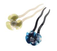 SOESFOUFU Rhinestone Hair Chopsticks U-shaped Acetate Hairpins 2pcs Set Vintage Decorative Hair Stick for Girls Hanfu Hairstyle Bun Accessories