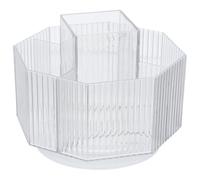 SOESFOUFU Rotating 360° Desktop Makeup Brush Organizer Holder with Compartments Crystal Cosmetic Brush Storage Box for Vanity Tabletop Use