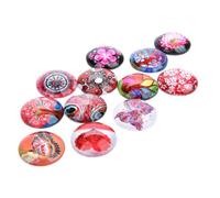 SOESFOUFU round Glass Gems Stickers Suitable for Ornaments and Creating Wine Charms 1 Bag 20pcs with Fine Workmanship, Floral Pattern, Red Colour Random Color for Jewelry Making