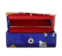 SOESFOUFU Silk Lipstick Case Portable Lipstick Holder with Mirror Compact Vintage Rectangular Hand Embroidered Design for Women Traveling Makeup Pouch