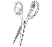 SOESFOUFU Silver Scissor Shaped Brooch Pin for Women Featuring Rhinestone Material and Firm Fixation, Decorative Accessory for Clothing and Scarves at Weddings Or Birthdays