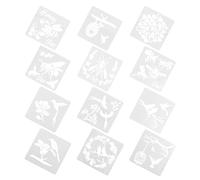 SOESFOUFU Square Templates with Hollow-Out Design 12 Sheets Reusable Drawing Stencils Delicate Flower and Bird Shapes for Drawing and Painting for and Wall Decor Projects