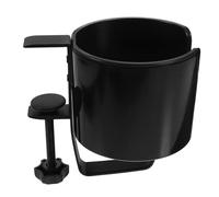 SOESFOUFU Sturdy Table Side Cup Holder Cup Stand with Headphone Hanger for Desk Edges Mug Clip for Classroom Office Gaming Accessories Black
