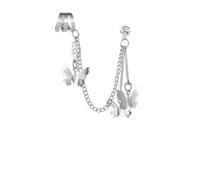SOESFOUFU Stylish All-match Silver Tassel Ear Clip Earrings for Ladies and Girls with Alloy Material that Reduces Ear Damage, for Graduation Season and Party Accessories