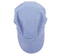 SOESFOUFU Train Conductor Hat - Wide Brim Railroad Engineer Cap - Blue and White Stripe Adult High Crown Chauffeur Hat for Costume Parties and Themed Events