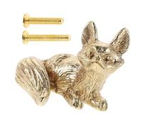 SOESFOUFU Vintage Brass Fox Cabinet Handles, Cute Small Wardrobe Drawer Knobs, Retro Animal Furniture Pulls for Kitchen Cupboard and Dresser Doors