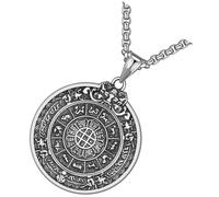 SOESFOUFU Vintage Chinese Zodiac Luck Charm Necklace for Men Titanium Steel Male Jewelry with Nine Palaces Eight Trigrams Design Stylish and Fade-resistant Pendant Gift