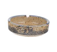 SOESFOUFU Vintage Japanese Style Ceramic Ashtray Home Ornament Retro Table Ash Holder with Chic Underglaze Design for Practical Smoke Ash Storage and Living Decor