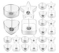 SOESFOUFU Wax Melt Jars Candle Cups Plastic Candle Molds Plastic with High Transparency Steady Base Round Square Heart Star Shapes and Homemade DIY Projects 2.12x1.97x0.90in