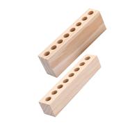 SOESFOUFU Wood Lipstick Holder and Cosmetics Brush Storage Rack 2pcs Set, Multi-grid Desktop Makeup Organizer for Lipgloss and Eyebrow Pencil, Natural Solid Wood Display Stand for Home