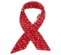 SOESFOUFU World Aids Day Ribbons Rhinestone Red Ribbon Pin Brooch for Women with Unique Creative Alloy Design, Spreading Love and Care on World Cancer Day and Occasions