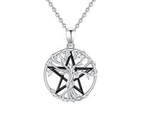 SOESON Pentagram Necklace 925 Sterling Silver Witches Tree of Life Chain Pentagram Magic Amulet Pendant Jewellery Gifts for Women
