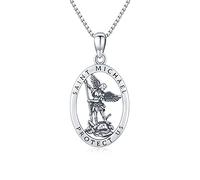 SOESON St Christopher/Jesus/Saint Michael Necklace for Women 925 Sterling Silver Antiqued Religious Pendant Men Necklaces Jewellery Gift(18''+2'') (Saint Michael)